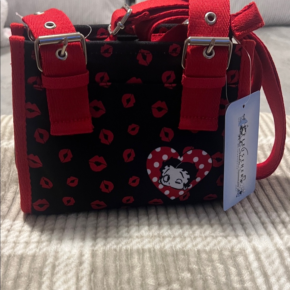 Betty Boop Black and Red Crossbody Bag